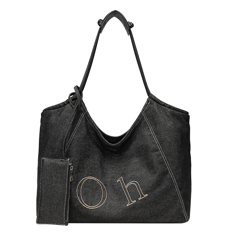 853971G01 Luxury Fashion Cowboy Tote Bag for Women 2025 Large Capacity Customized Letter Shoulder Underarm Commuter Mother and Child Bag