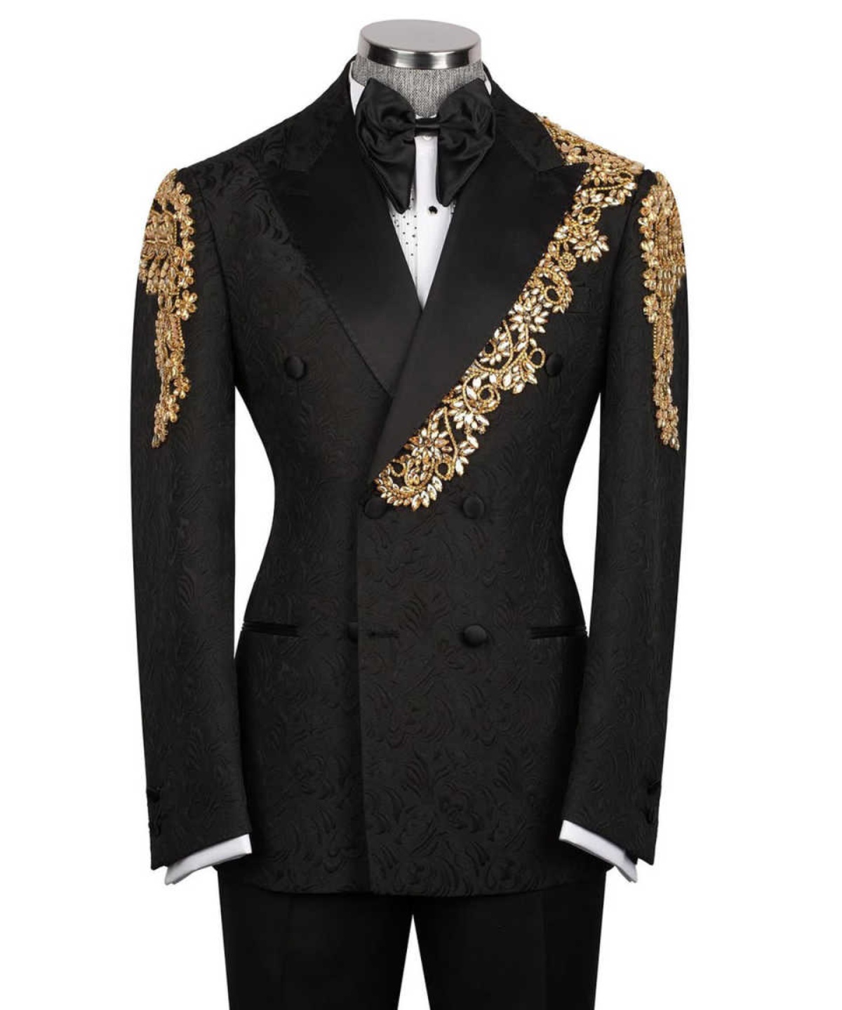 Luxury Men Suits 2 Pcs Jacket Pants Peak Lapel Appliques Rhinestones Wedding Tuxedo Groom Wear Business Prom Evening Party Customized