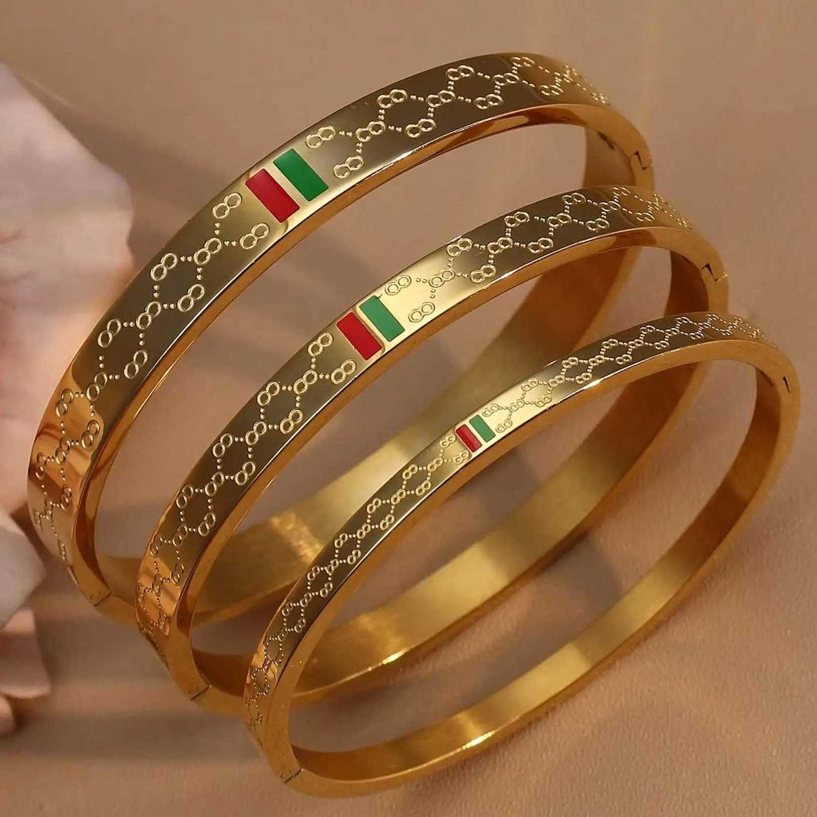 Gold Plated Stainl Steel 55 MM RedGreen Bangles Fashionable Jewelry For Men And Wen Wholes S250916
