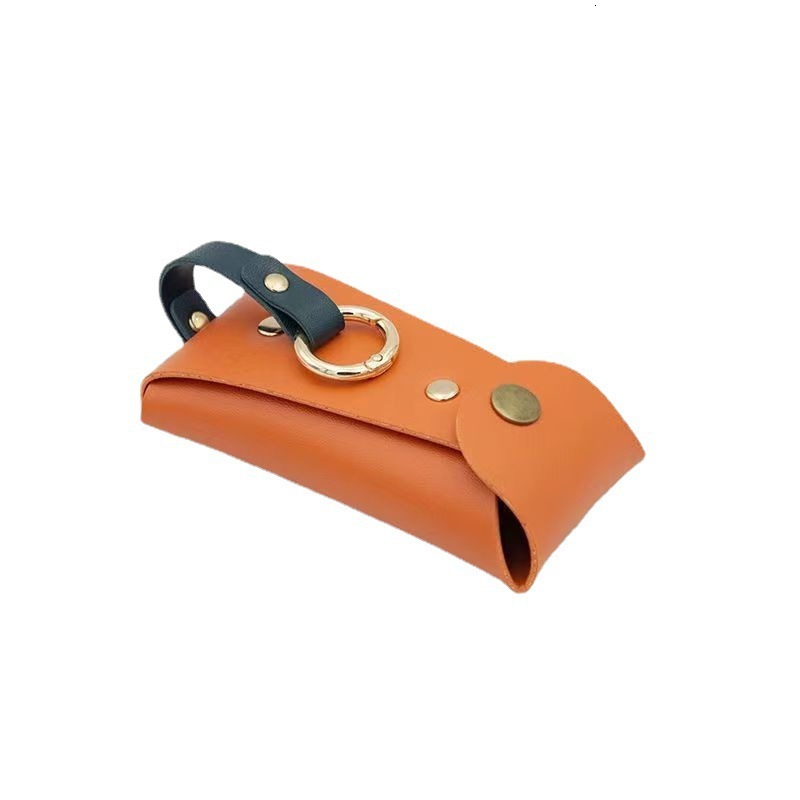 2025 Korean Version New Style Color-Block Leather Keychain Key Bag with Buckle Car Keychain Key Bag Coin Purse ddmytues