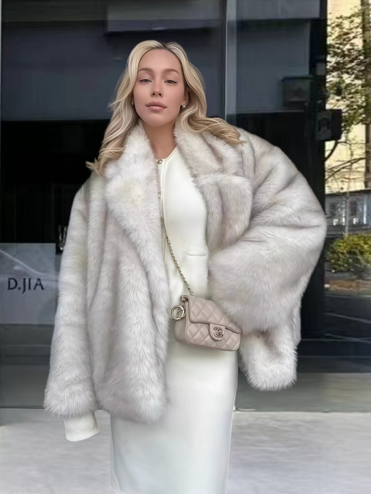 Neo Mint 2025 Winter Ins Hot Fashion Girls Oversized Gradient Fur Coat Women Thick Warm Outerwear Fluffy Faux Fox Fur Jacket
