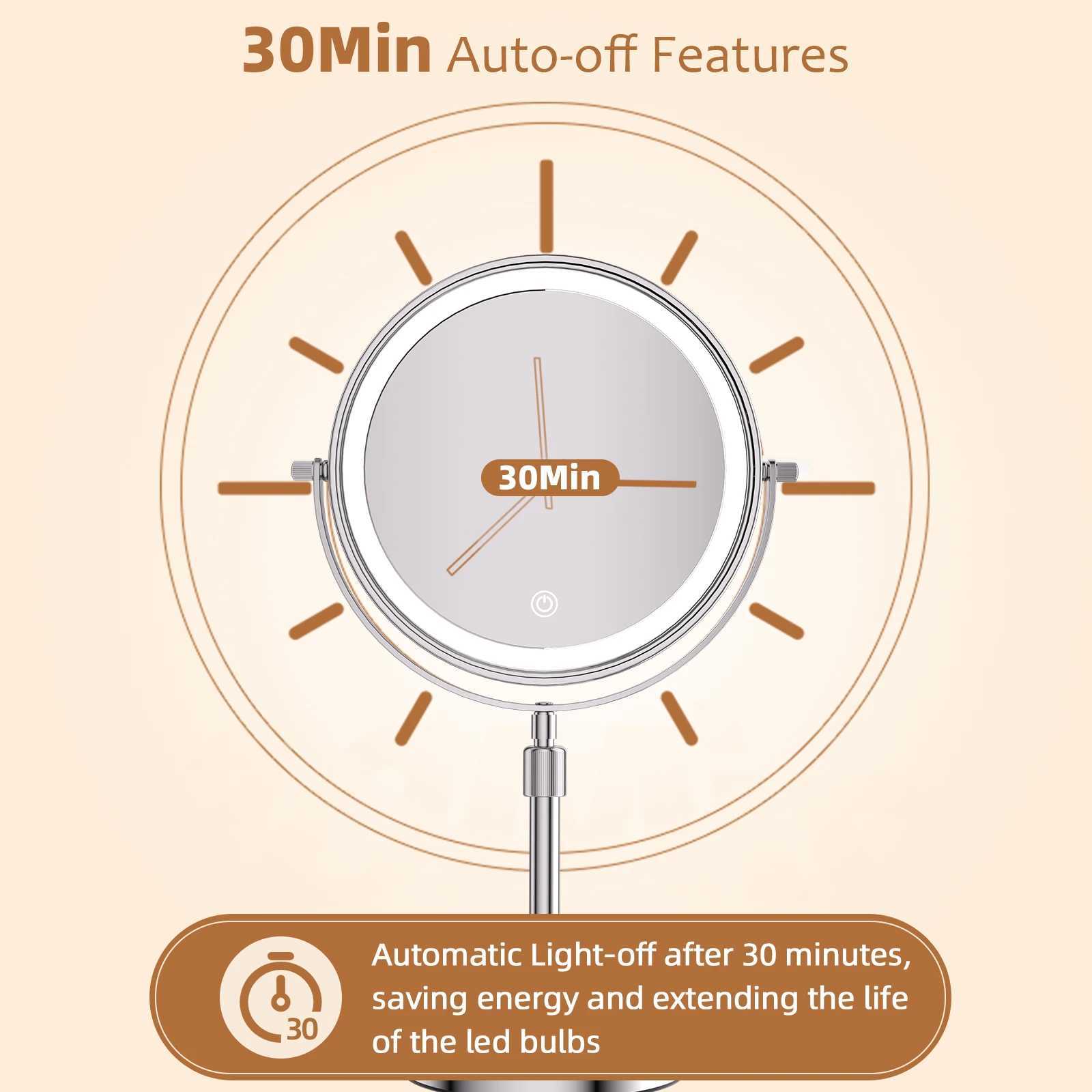 8 Inch Makeup Mirror With Light Lamp 10X Magnification 3 Color LightsAdjustable Brightness Height Standing Cosmetic Mirror C250916