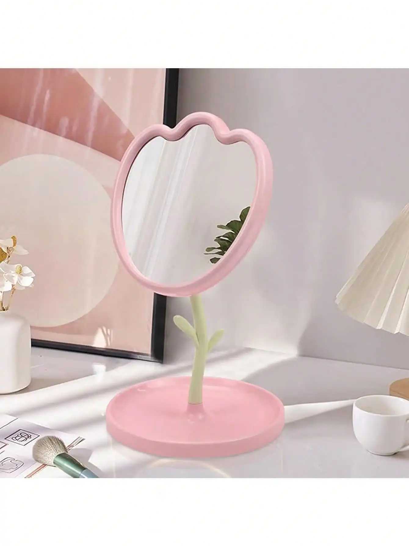 Tulip Makeup Organizer with Mirror Vanity Desk Set with Storage Base for Jewelry Lipsticks Room Decor Gift for Girl C250916