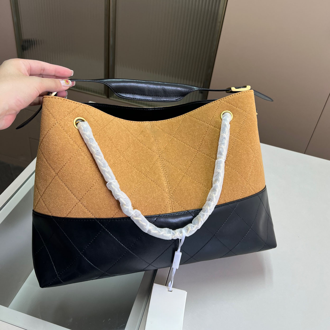 bag designer 12a tote bag women hobo chain purse shoulder bag suede bag crossbody bag Luxury handbag genuine leather Vintage double C drawstring bag Splicing leather