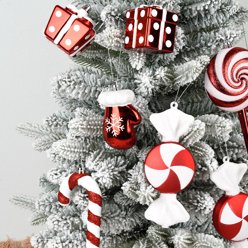 Decorative Red and White Painted Candy Set Hanging Ornaments Festival Scene Atmosphere Arrangement