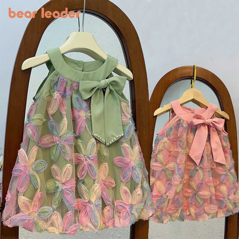 Bear Leader Girl Dress 2023 Summer New Girl Dress Princess Dress Little Girl Fashion Colorful Flower Yarn Dresses Kid Clothes C250916