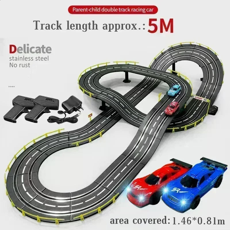 143 Electric Rail Car Double Remote Control Racing Track Toy Autorama Circuit Voiture Railway Slot Race 250916