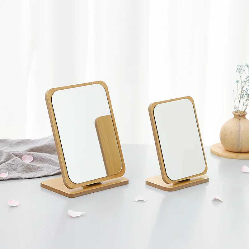 1PC Wooden Vanity Mirror Clear Personal Use Stand Angle Adjustable Makeup Base Desktop C250916