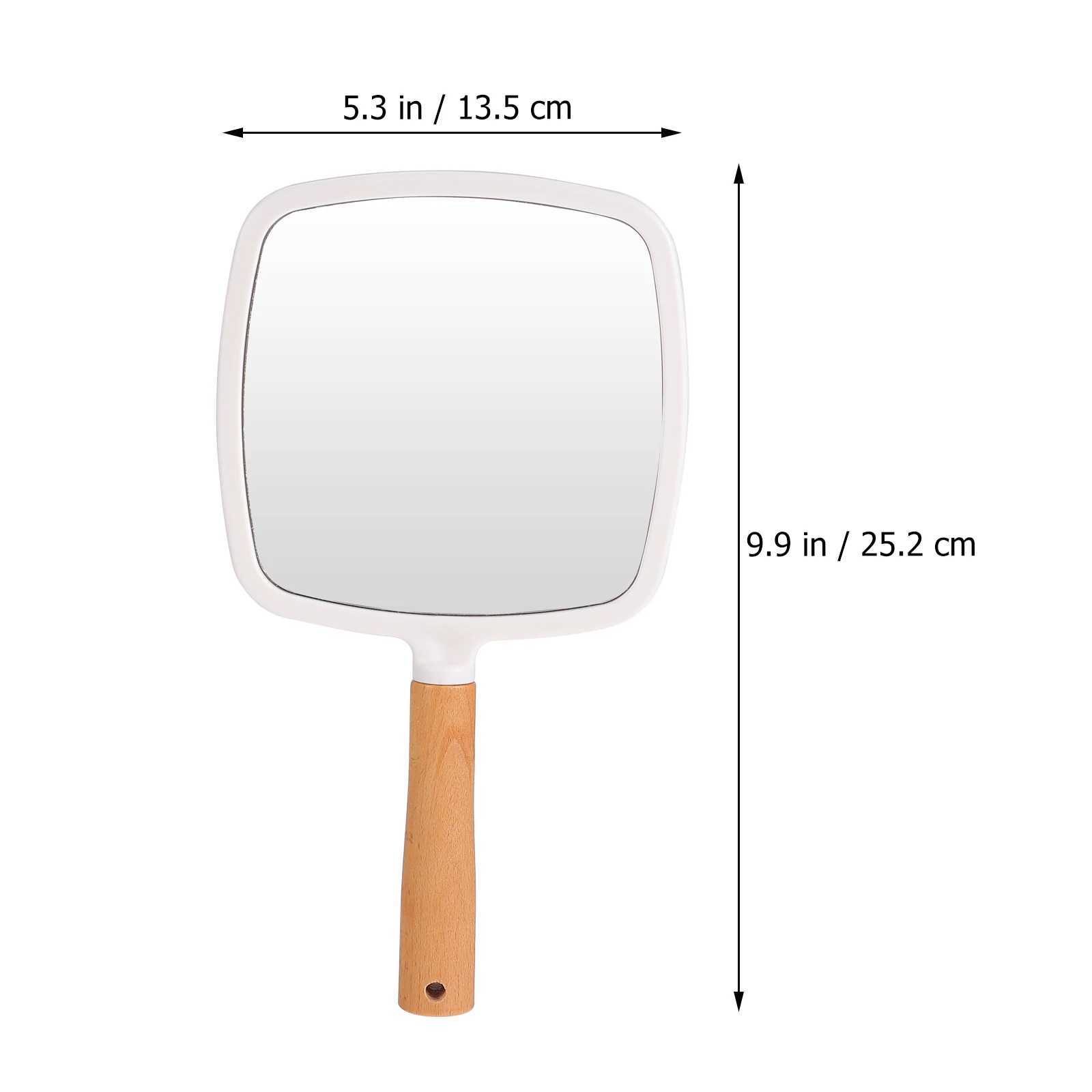 Makeup Mirror Wooden Handle Handheld Mirror Heart Shape Fan Shape Mirror Round Square Mirror Salon Makeup Mirror C250916