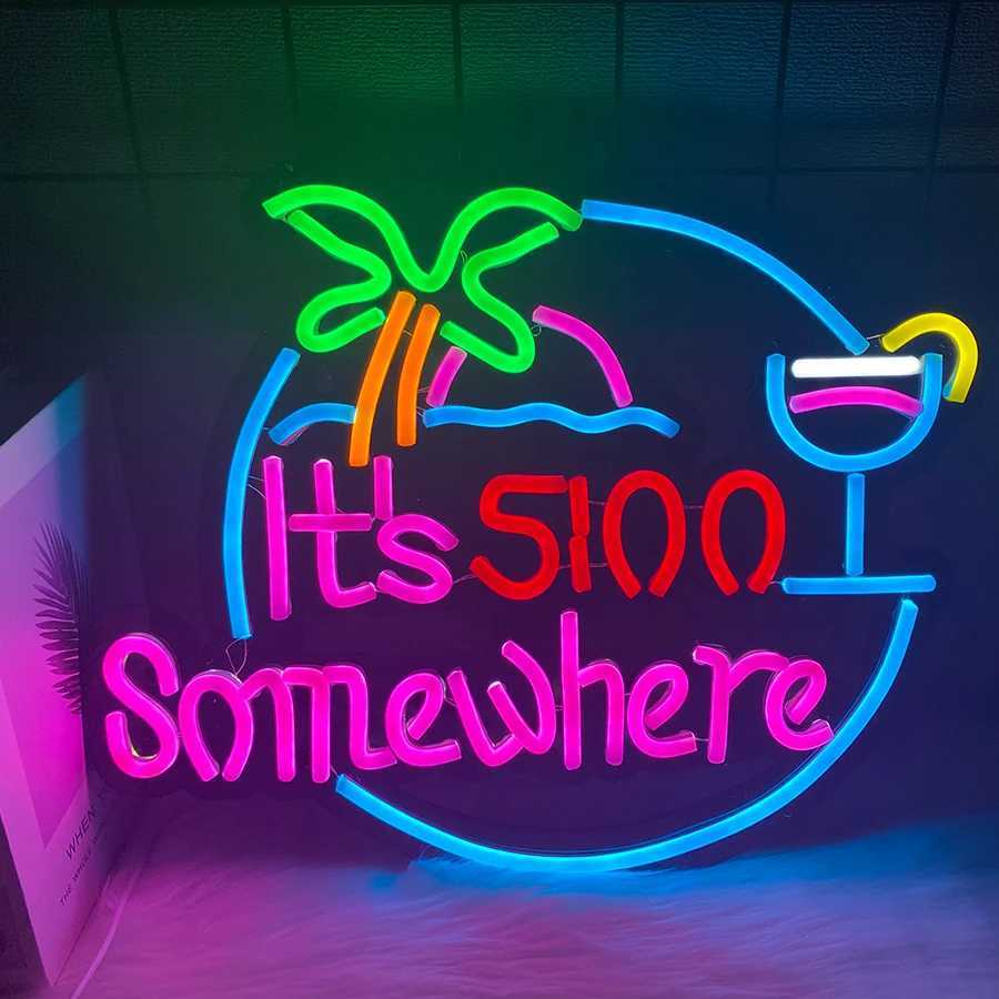 Parrot Its 500 Oclock Some Where Neon Sign for Wall Decor LED Bar Beer Neon Light Sign for Man Cave Home Bar Party Decor Y250916