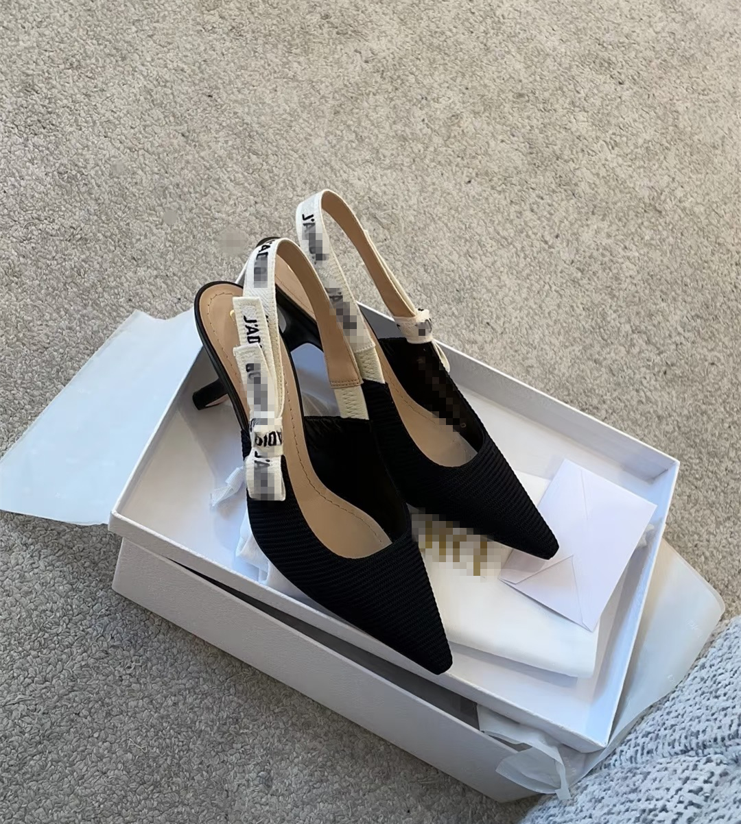 Designer High-heeled Mule quilted Slippers Plaid Mesh Denim Sexy Elegant Casual Simple Open-toed Fish Mouth Stiletto Sandals cha Famous brand Slide cd