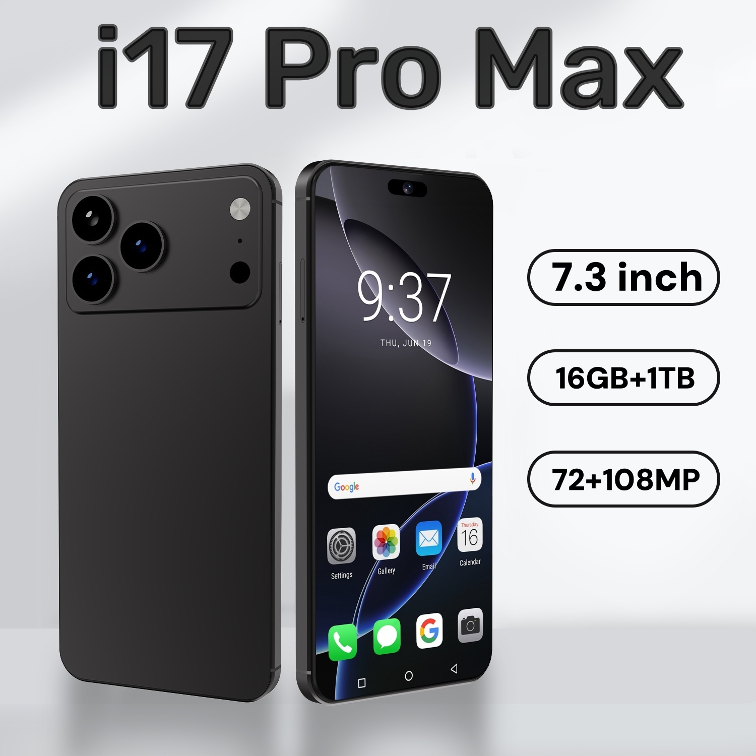 2025 Brand I16 I17 Pro Max 5G Cell Phones 16GB+1TB 7.3 Inch Smartphone Mobile Phone 512gb Camera 72MP 108MP Face ID Android Smartphones