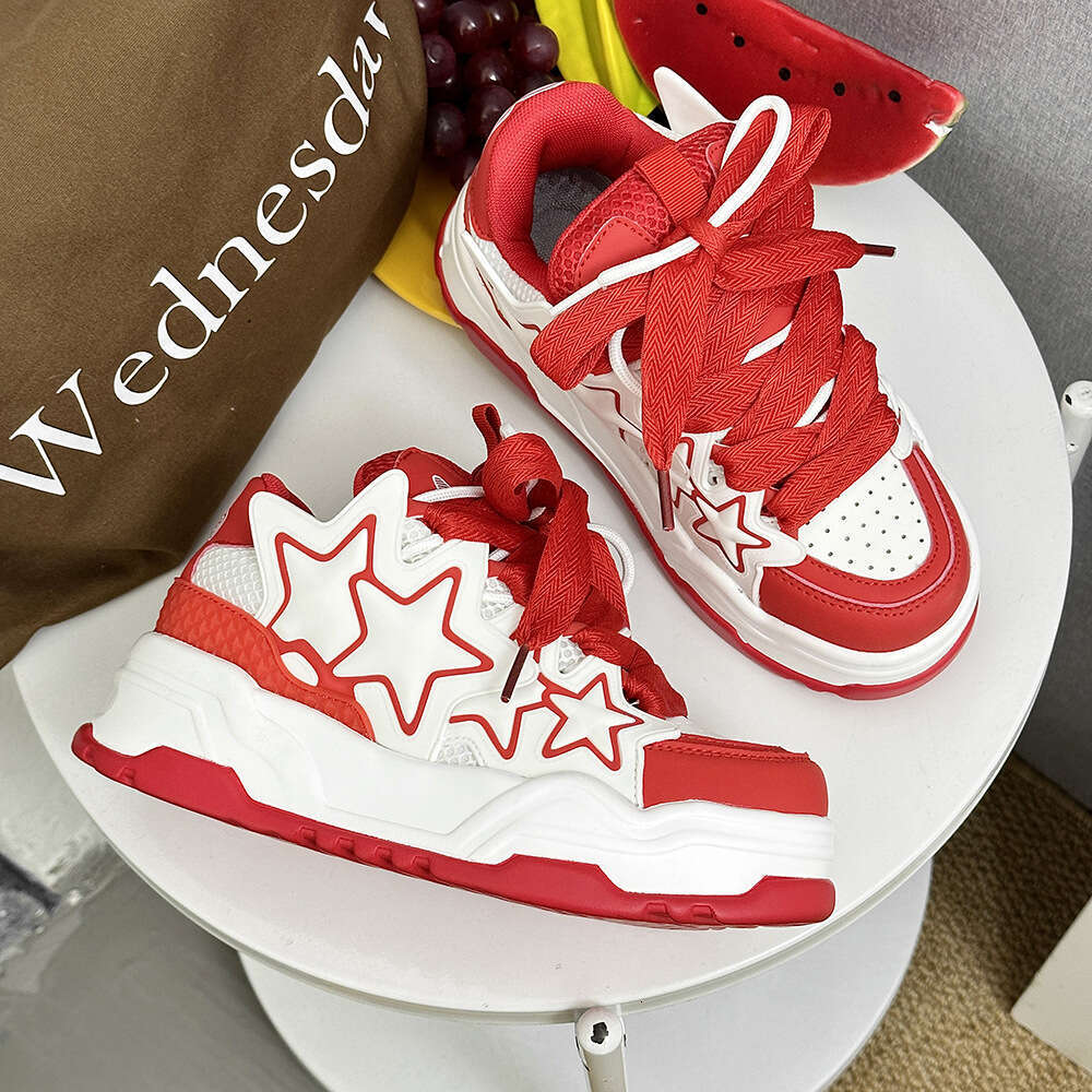 Langzu Free shipping premium feel Sneakers Boai White Thick-Soled Bread Couple Height Increasing Thickened Casual Sports Star Men's Shoes