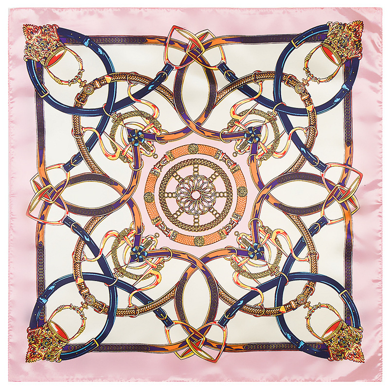 Maitong 60cm*60cm Spring New Belt Chain Women's Imitation Silk Small Square Neck Scarf