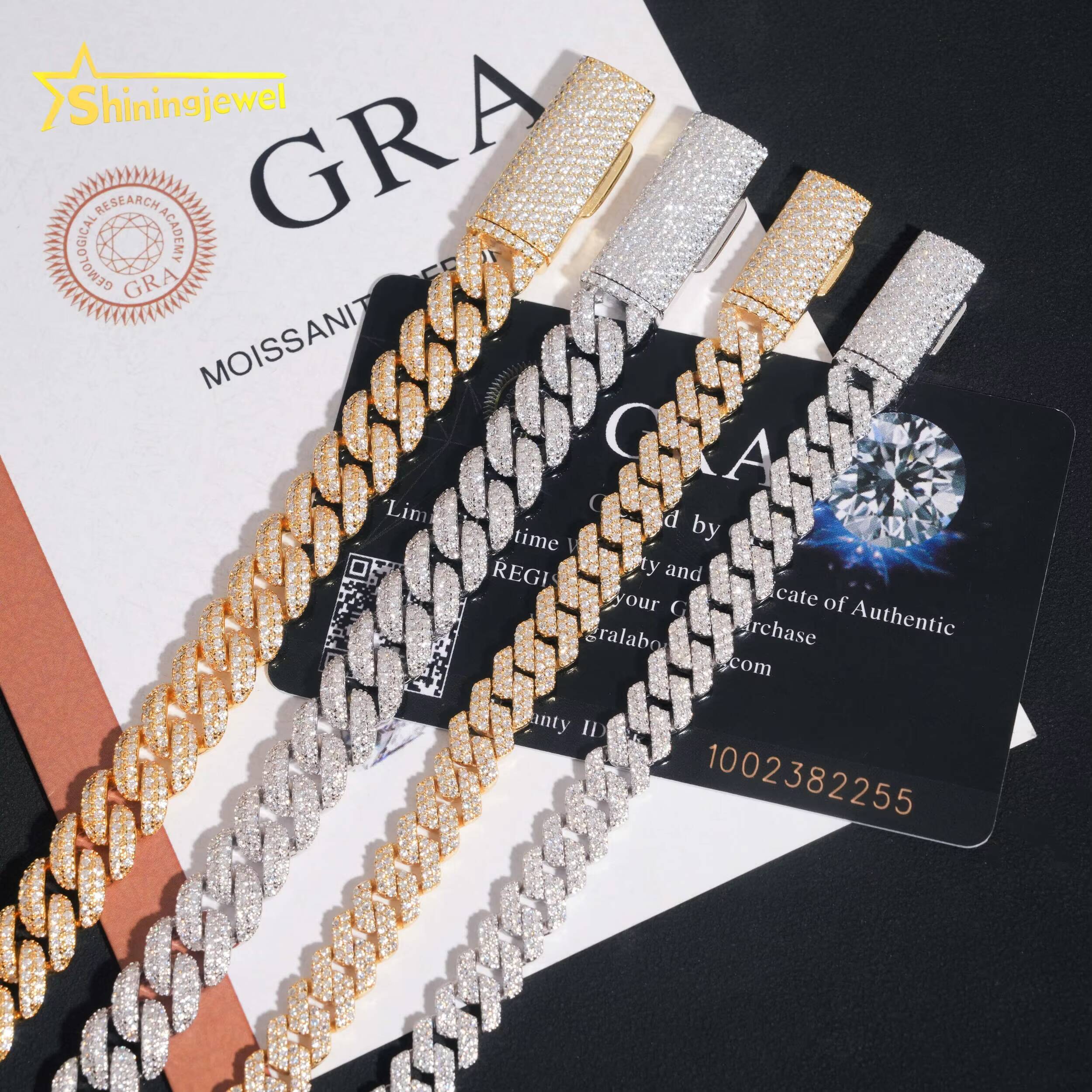 Pass Diamond Tester Iced Out 8MM 10MM 2 Rows Moissanite Cuban Bracelet Men Hip Hop Jewelry 925 Silver Moissanite Bracelets