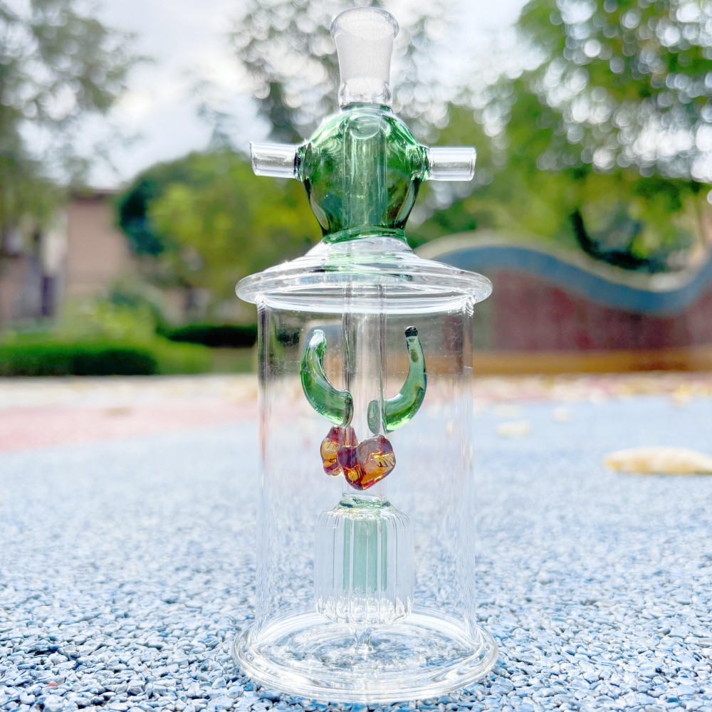 Green Mini 5.5inch Double-Use Glass Bong Oil Bubbler Smoking Pipe Shisha Hookah with two Hose and Oil Burner Full Set