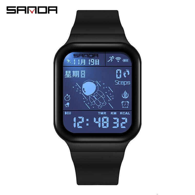 DHgargets Sanda Step Counter Calorie Electronic Outdoor Sports Waterproof Personalized Astronaut Student Watch