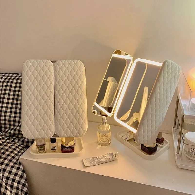 Trifold Makeup Mirror LED Lights Dorm Dressing Mirror Beauty Light up your fill light with Smart Complementary Makeup Mirror Tri Y2509161