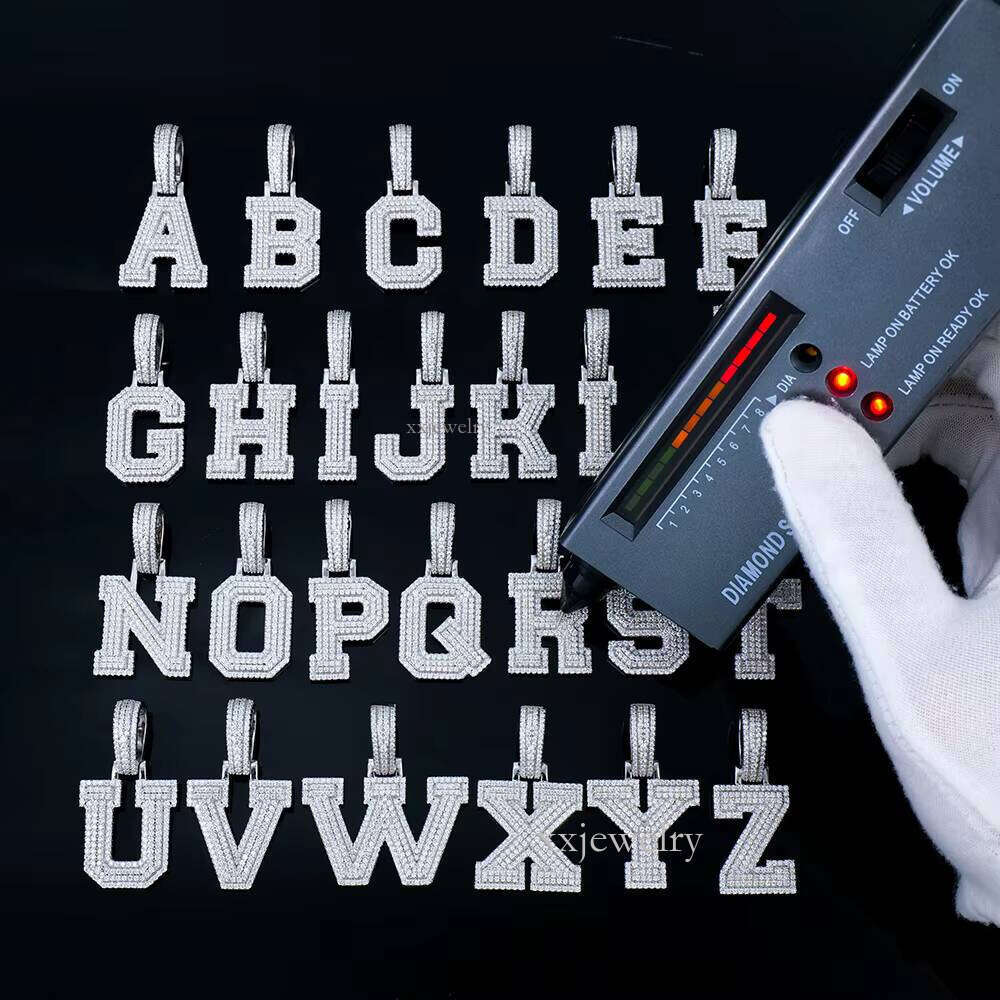 Pure Sier Ice Chihui Stone A-Z Lead Letter Pendant Men's Hip-Hop Boutique Jewelry