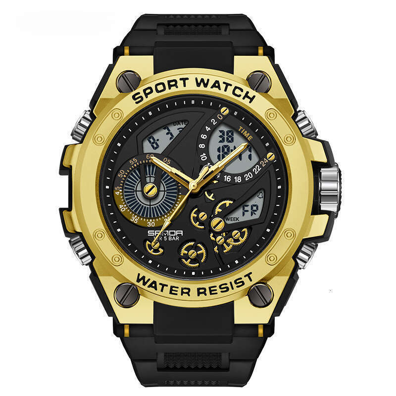 DHwatches Sanda TikTok for Teenagers, Multifunctional Fashion Trend Outdoor Luminous Alarm Clock Waterproof Electronic Men's Watch