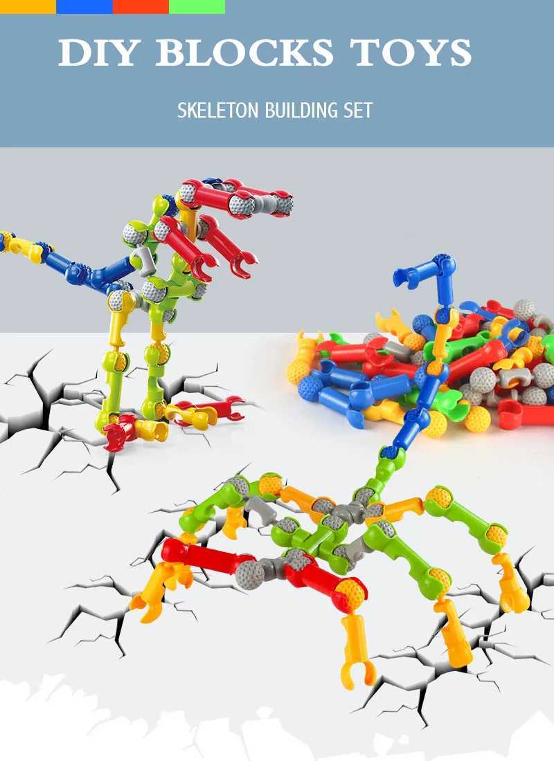 DIY Skeleton joint Building Blocks Stitching Inserted Construction Assembled Blocks Bricks Educational Toys for Children Gift C250916