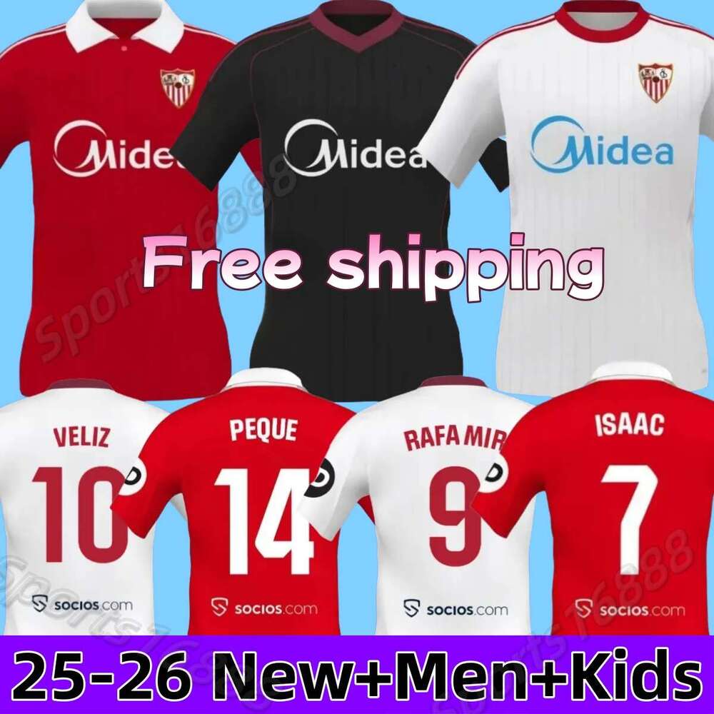25 26 Sevilla SERGIO RAMOS SOW FC soccer jersey J.NAVAS 2025 2026 Men kits Kids Equipment Camiseta Futbol sevilla men kids kit football shirts Sports uniform