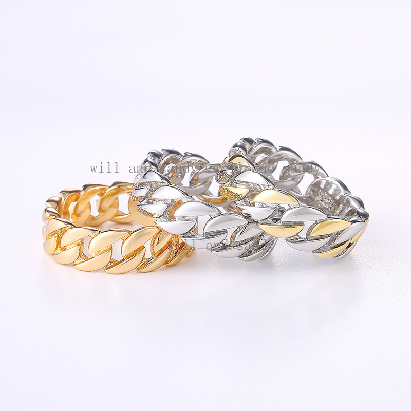 Tow Tone Chain Chunky Ring Designer Jewelry for Men Women Wedding Promise Ring Silver Gold Hip Hop Finger Tail Band Rings Fashion Jewelry Will and San