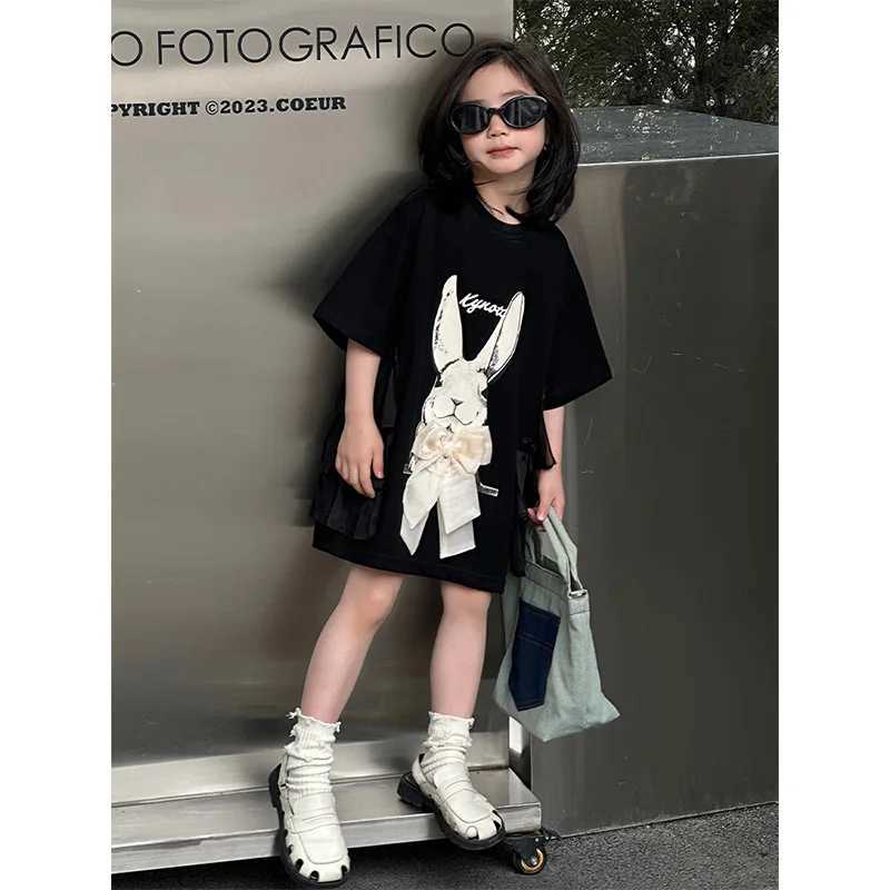 Girls Dress 2025 Summer Dress New Little Girl Tide Cool TShirt Dress Summer Yangqi Hundred with Middle and Large Childrens Top C250916