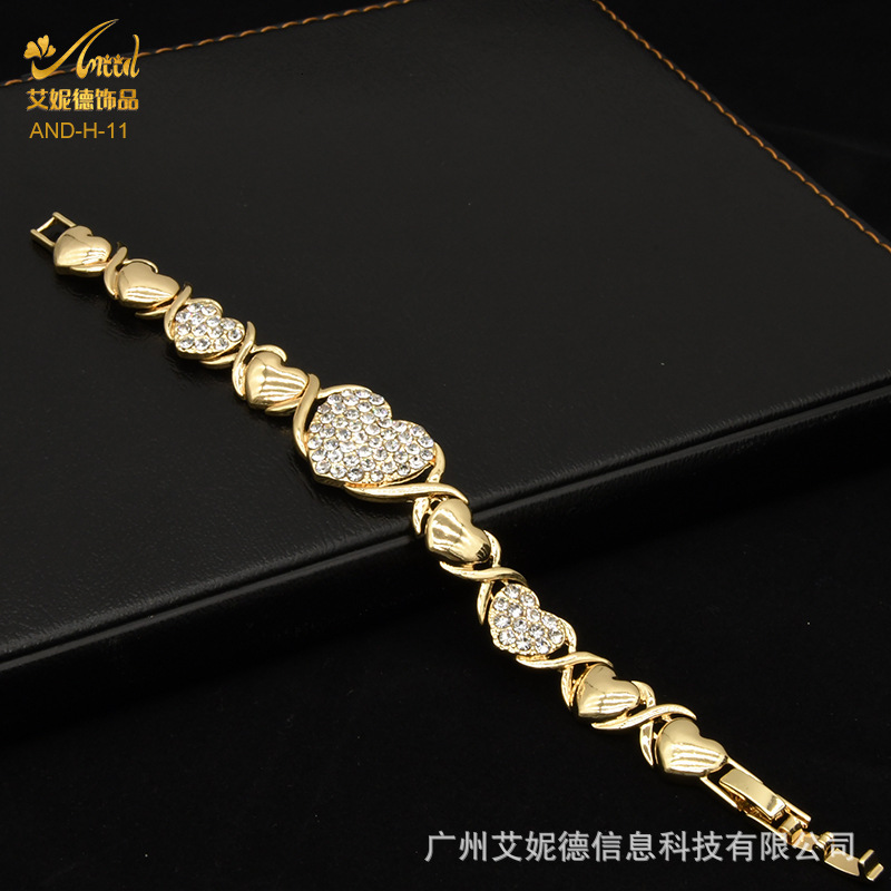 Luxury Brand Designer Jewelry New Dubai 18K Gold Heart-Shaped Jewelry Set Bride Women's Accessories Necklace Ring Earrings Bracelet Wholesale