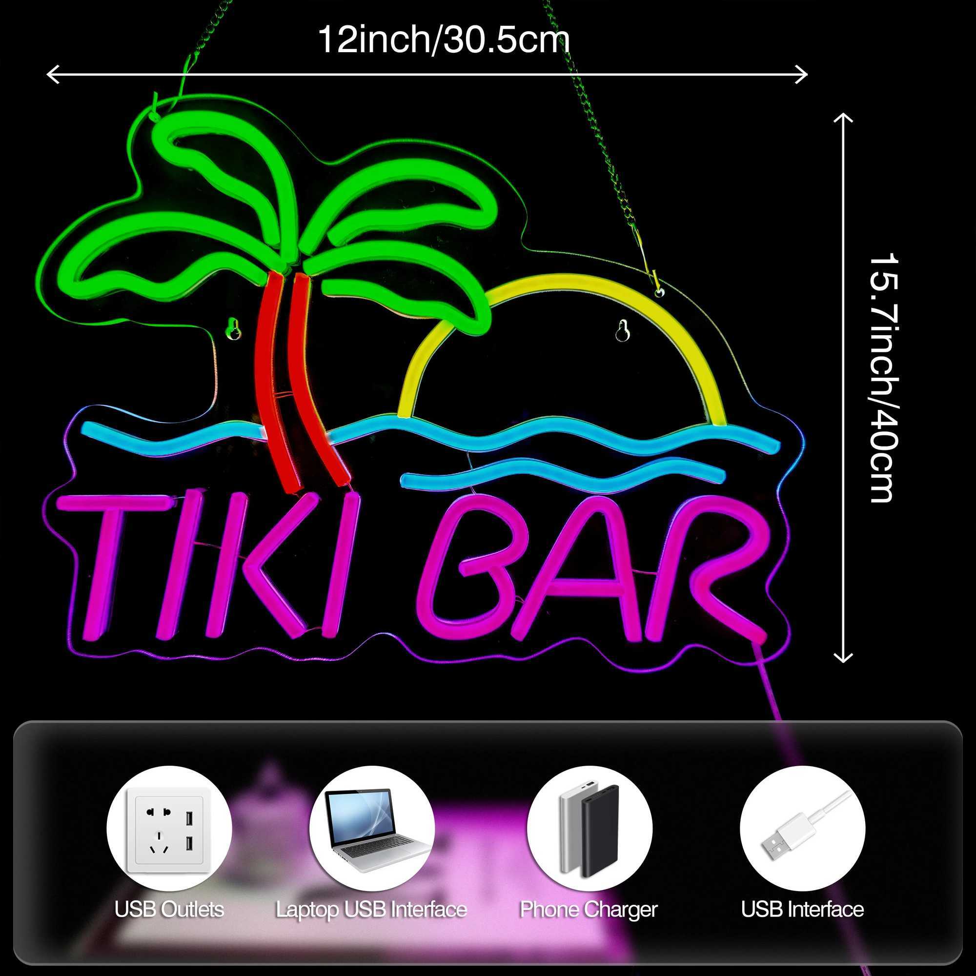 1 tiki bar neon sign for wall decoration suitable for Hawaiian pool bar parties It has a dimmable switch is a neon LED light Y250916