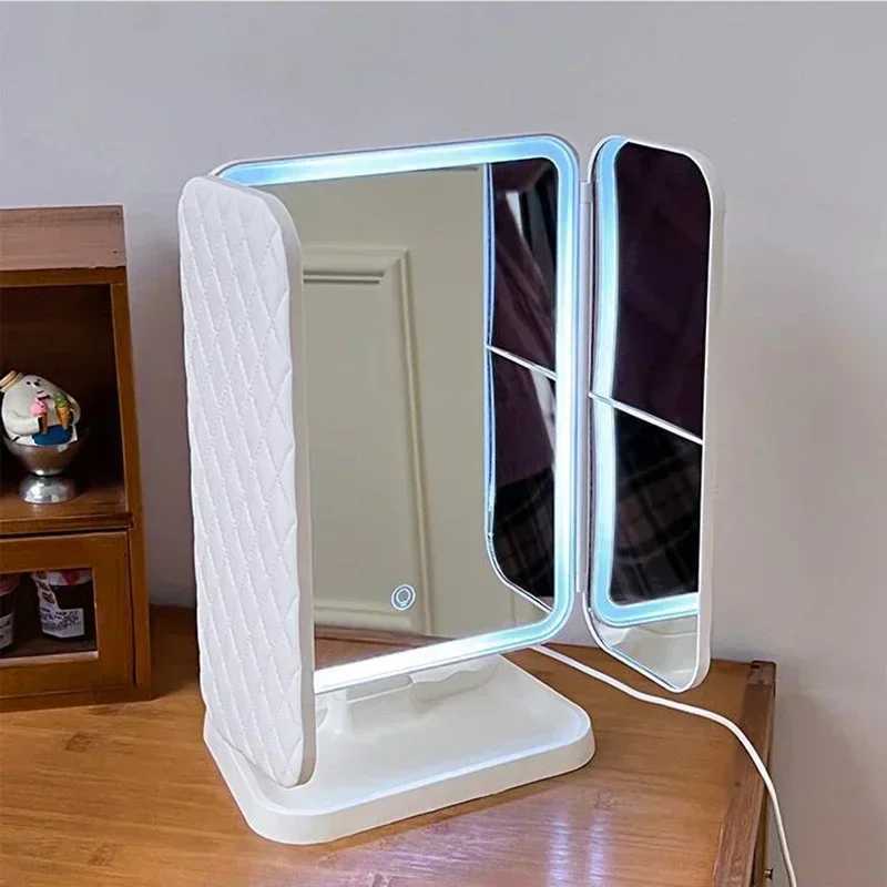 Trifold Makeup Mirror LED Lights Dorm Dressing Mirror Beauty Light up your fill light with Smart Complementary Makeup Mirror Tri Y2509161