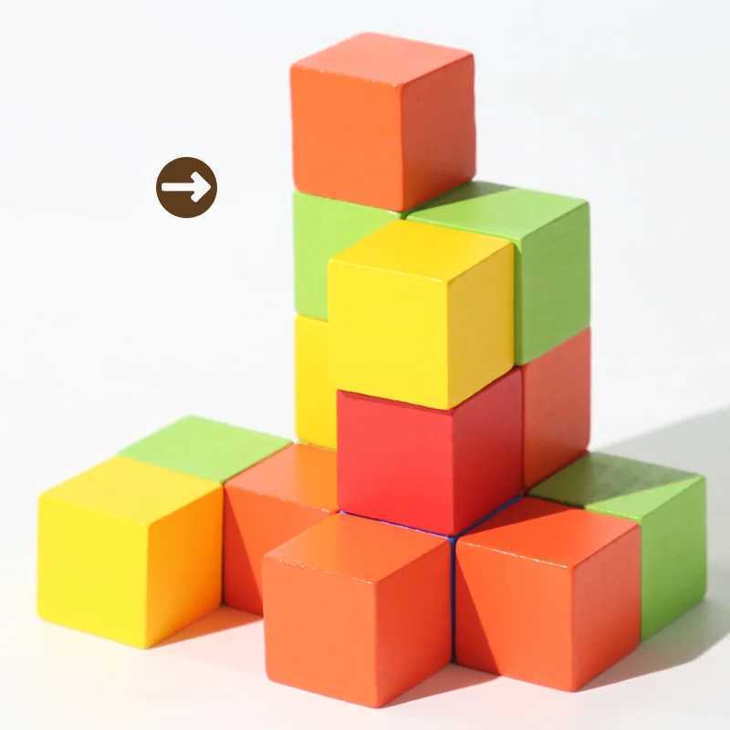 50100pcs Colorful Cubes Wooden Building Blocks Stacking Up Square Wood Toy Baby Shape Color Learning Toys for Children C250916