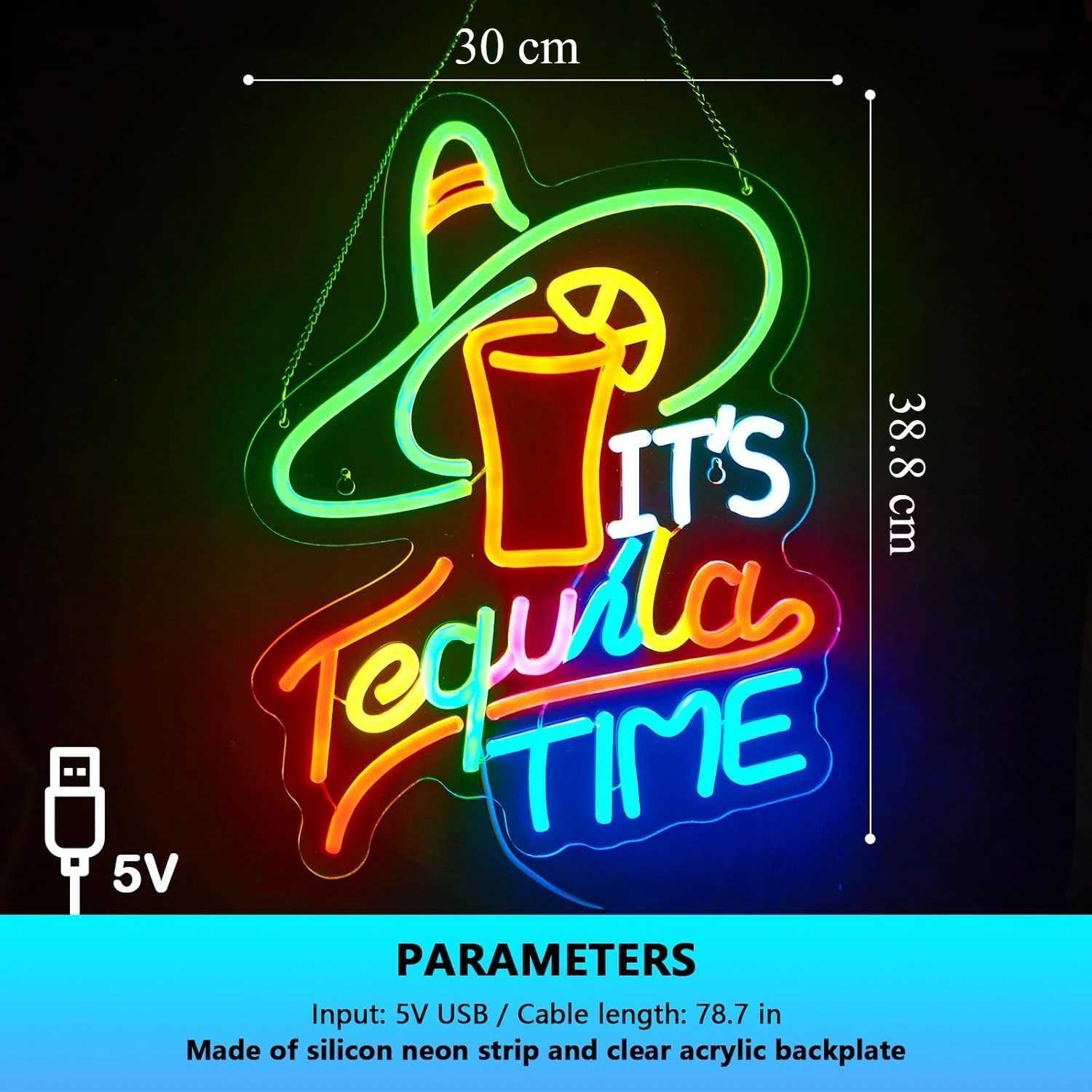 Its Tequila Time Neon Sign Neon Lights for Beer Bar Pub Shop Man Cave Beach Party Decor Aesthetics Draw Celebratory Gifts Y250916