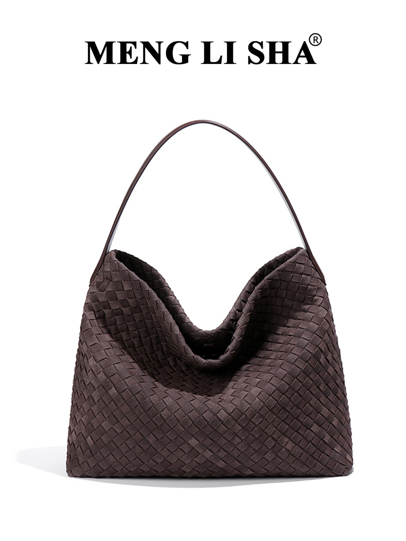 MENGLISHA Free Shipping designer bag Light luxury high quality Vintage frosted woven shoulder tote bag commuting large capacity handbag