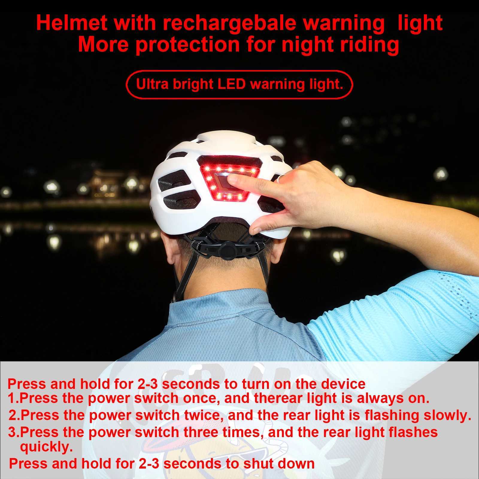 Adult Bike Helmet with USB Rechargeable Rear Light Lightweight Bicycle Helmet for Men and Women Adjustable Cycling Road Biker J250916