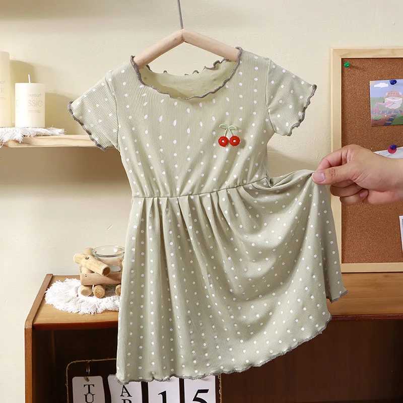 1pcs Summer Girls Ice Silk Dress Baby Infant Short Sleeved Round Dot Skirt Kids Cute Princess Clothes Children Fashion Dress C250916