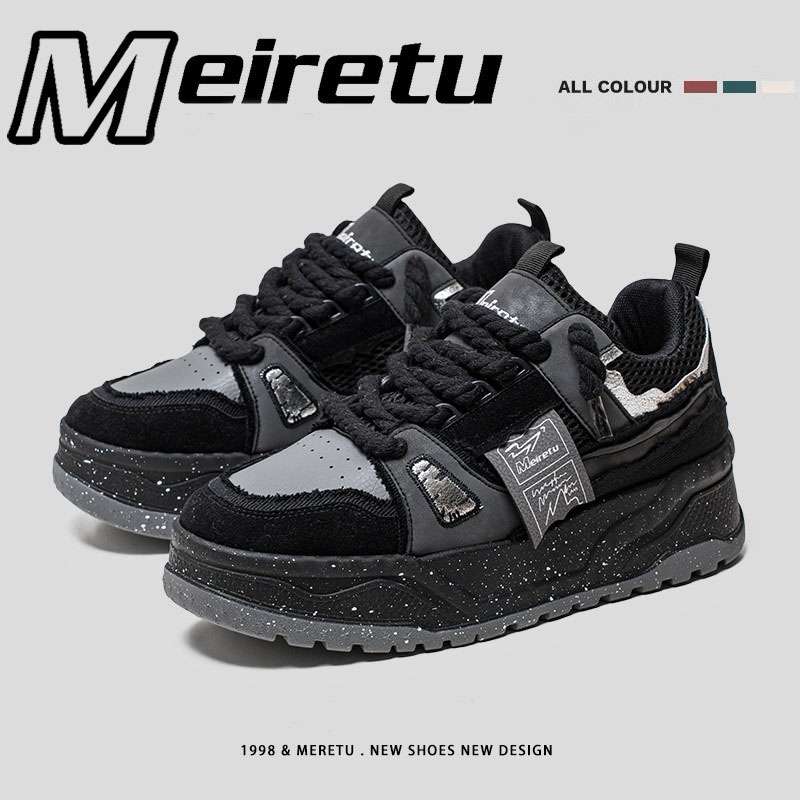 MeiReTu free shipping Running Shoes classic autumn thick soled trendy shoes vintage comfortable breathable height increasing casual sports sneakers