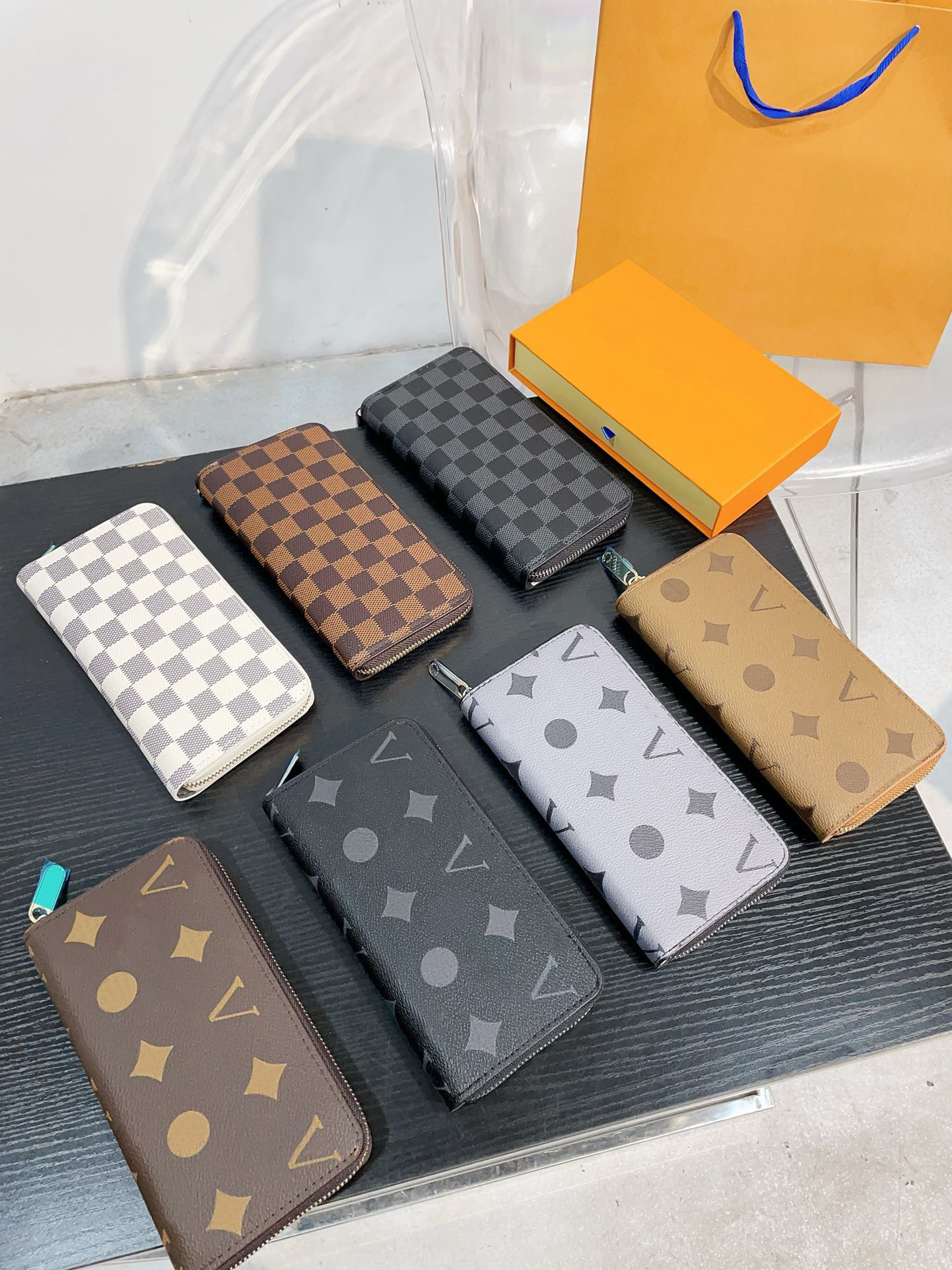 2025 Fashion Zipper Horizontal Square Zero Wallet Medium and Long Printed Women's Zipper Single Handle Bag