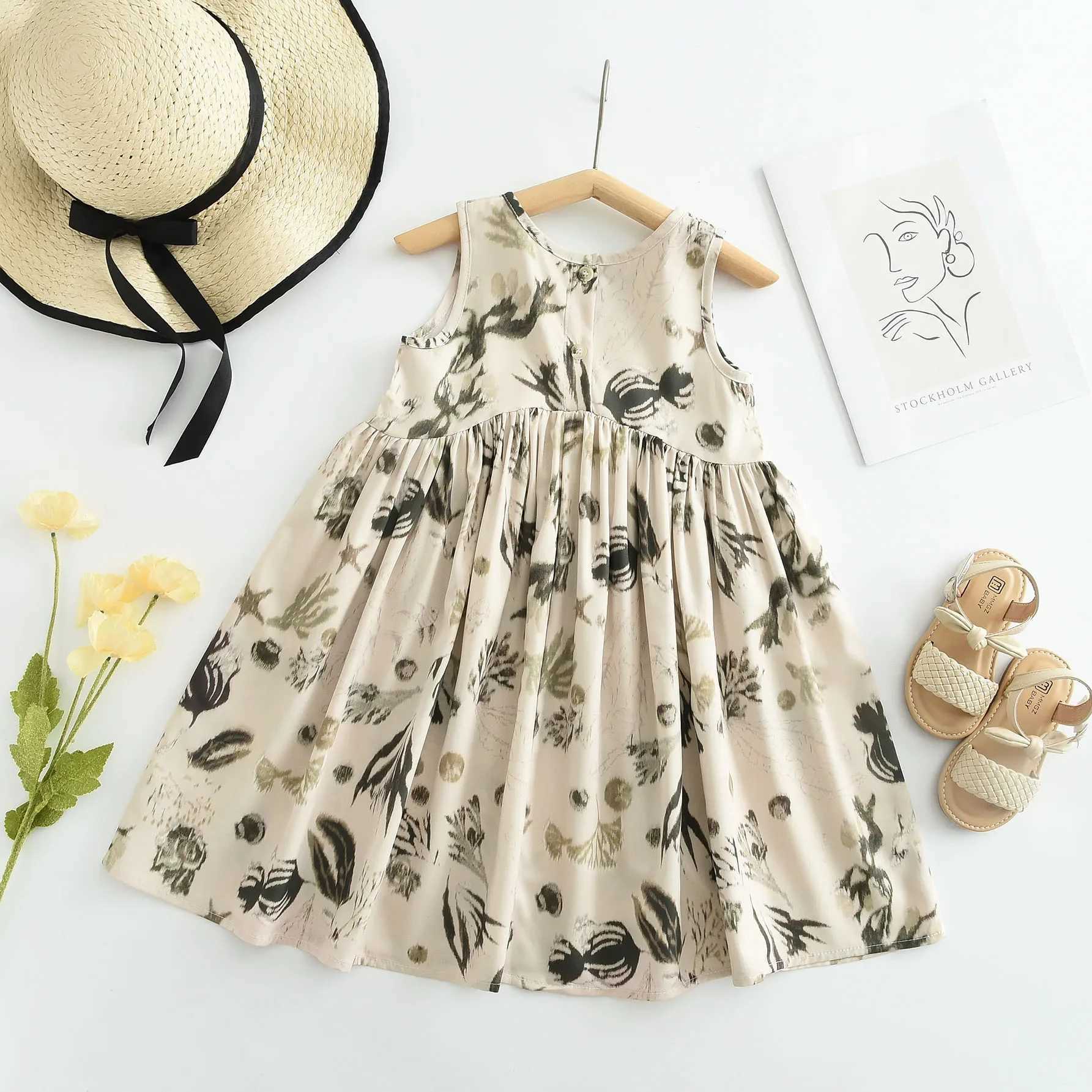 Girls Casual Dresses Floral Print Sleeveless Dress Flower Girl Dresses Kids Clothes for Girls 3 To 7 Years Toddler Girl Clothes C250916