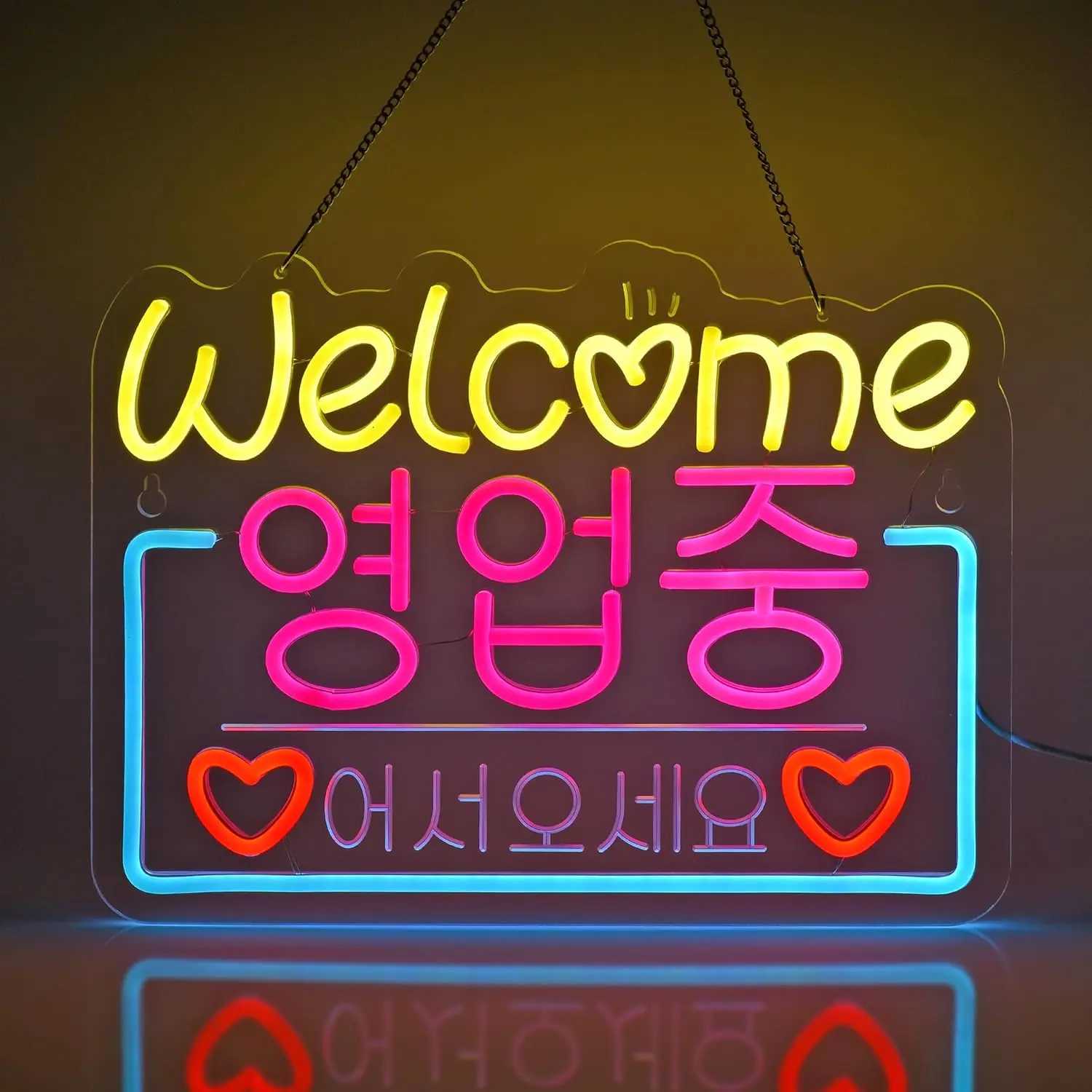 Korean Welcome on Sale Neon Sign Neon Light Hanging for Restaurant Store Salon Shop Cafe Bar Market Party Decor USB Dimmable Y250916
