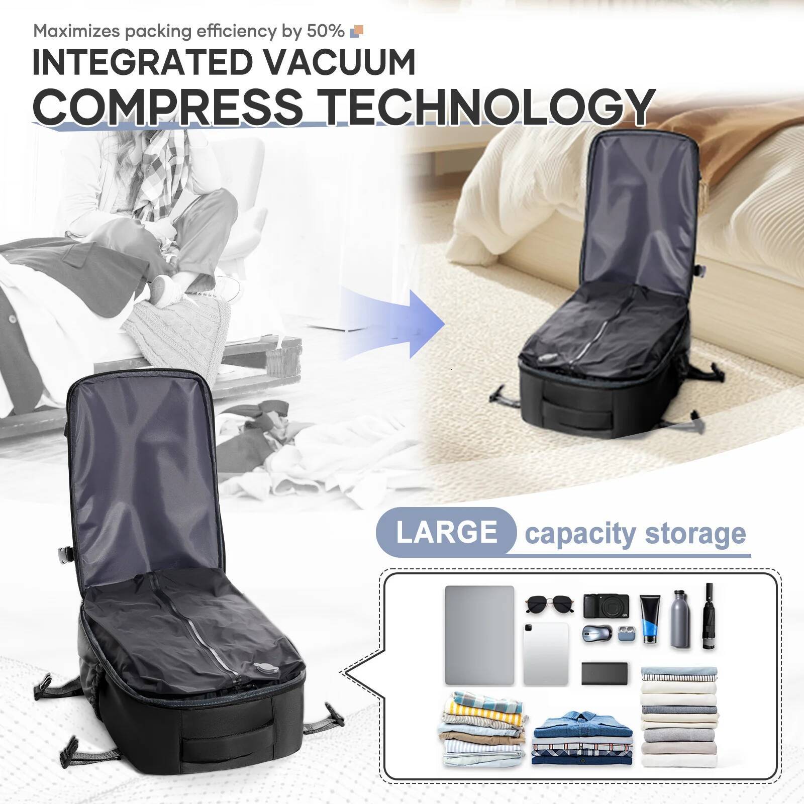 Travel Airbag 43x29x15 Cabin Bag Airplane, Ryanair 40x25x20 Electric Air Vacuum Hand Lage, Durable Backpack high-quality