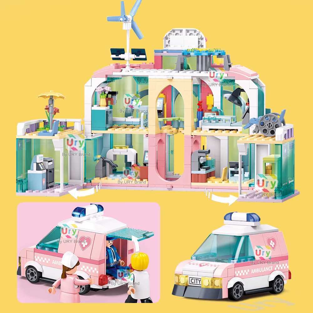 Sluban Friends House City Hospital Ambulance Rescue MRI Room Inpatient Ward Building Blocks Set DIY Toy for Girl Birthday Gift C250916