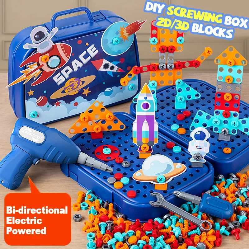 Children Toys Tool Set Electric Drill Screw Nut Puzzle Toys Pretend Play Dinosaur Drilling Assembly Educational Toys for Boys C250916