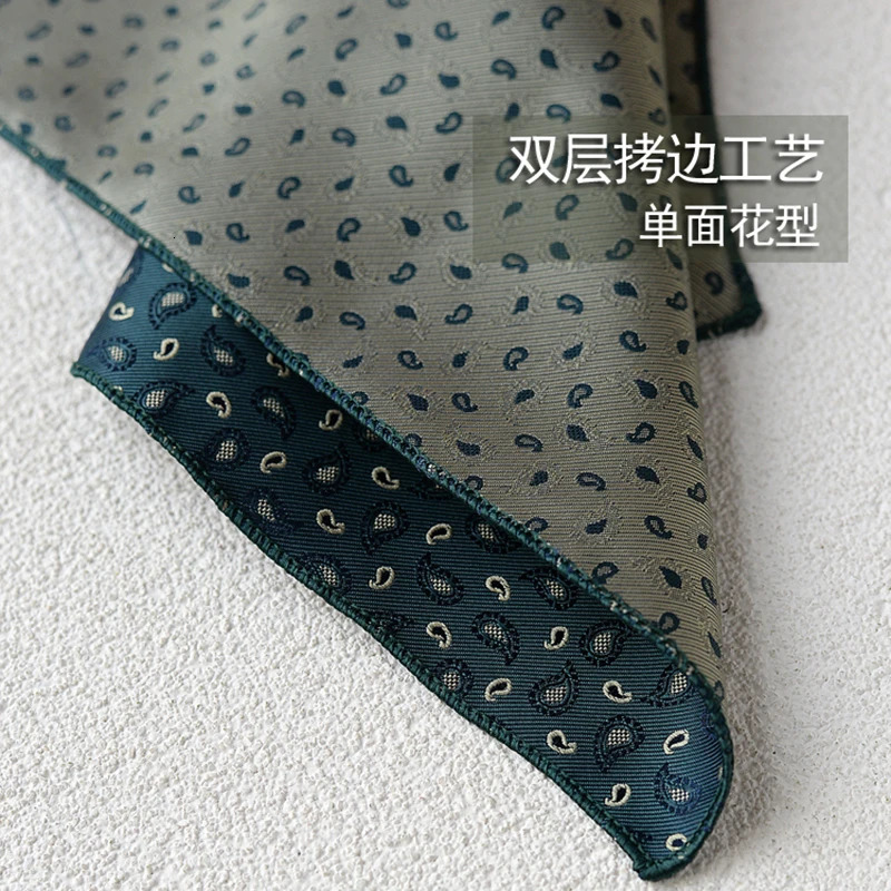 2025 Formal Pocket Square Navy Striped Floral Silk Handkerchief 24cm Brown Color Hanky Wedding Banquet Accessories Cravat250915