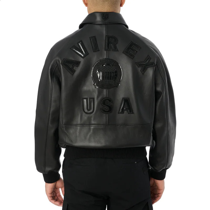 ArrivalsMens Real Lamb Leather Jacket American Size Classic Military Antique Autumn Bomber Coat 250915