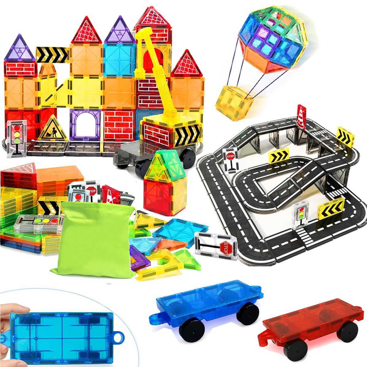 Magnetic Building Blocks set with car assembly toys Magnetic Montessori Educational Game Toys for Kids Boys Girls Gifts C250916