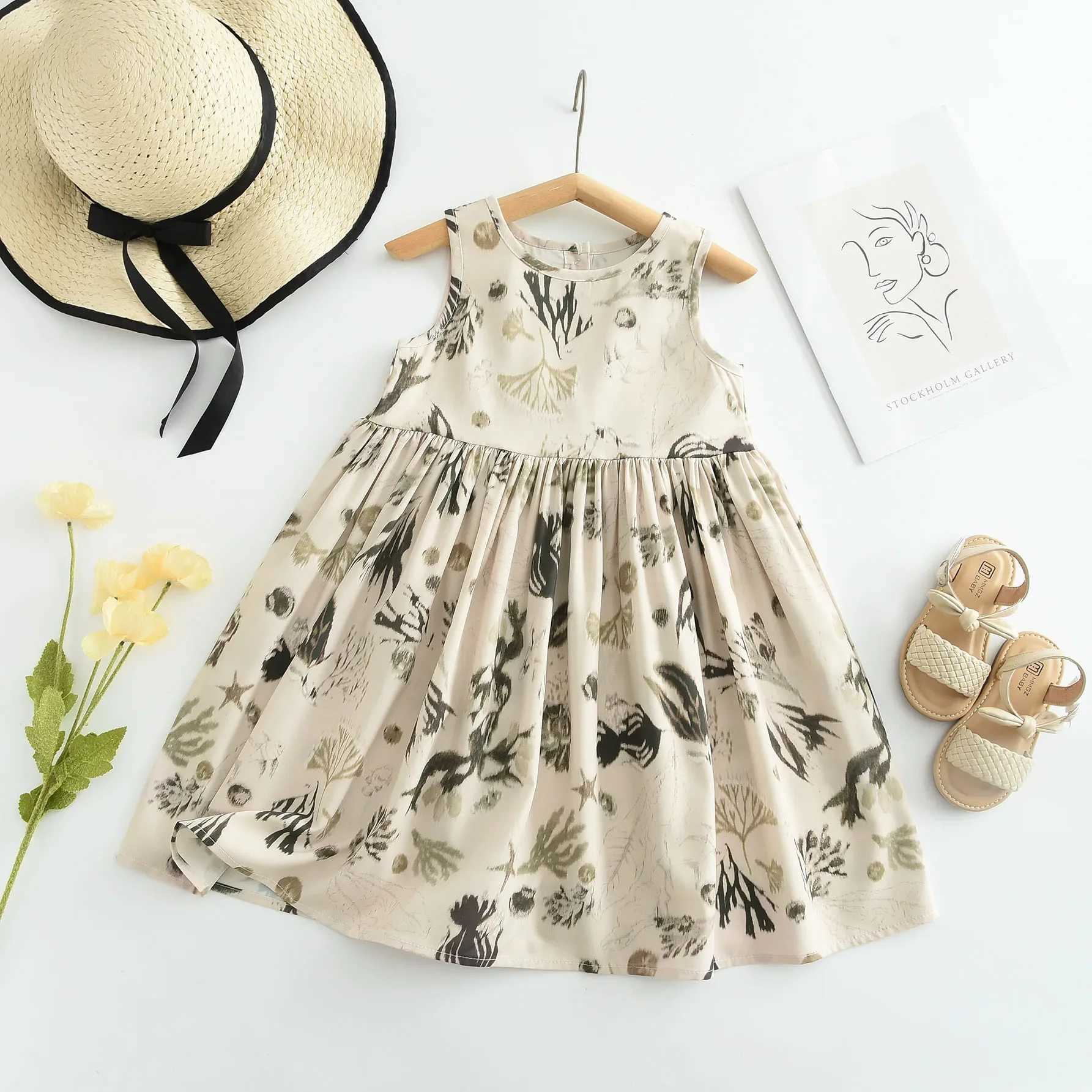 Girls Casual Dresses Floral Print Sleeveless Dress Flower Girl Dresses Kids Clothes for Girls 3 To 7 Years Toddler Girl Clothes C250916