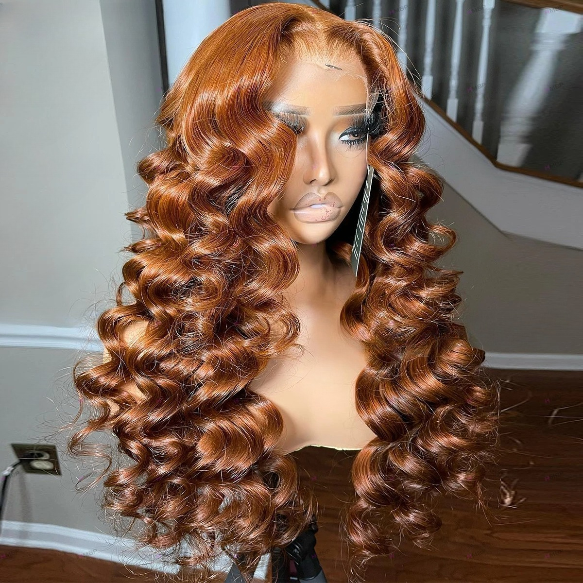 Ginger Wig 180 Density Deep Wave Frontal Wig Brazilian Curly Wig Water Wave Lace Front Wigs Simulation Human Hair Wigs Wear And Go For Women Pre Pluck