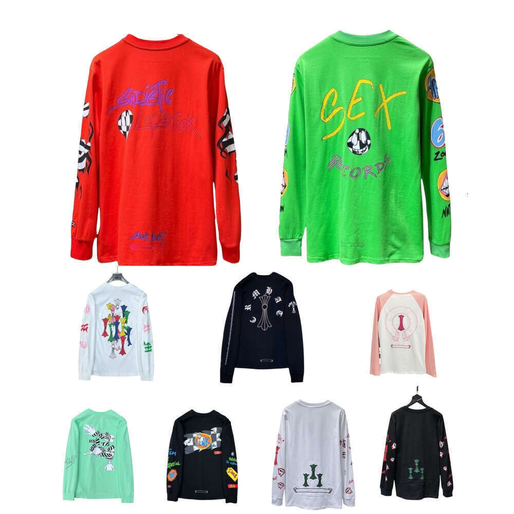 Chrome Vintage Football Shirt Cotton Crewneck Sweatshirt Mens Womens Retro Sports Soccer Jersey Designer Heartstshirts Sanskrit Crosses Long Sleeve Tops