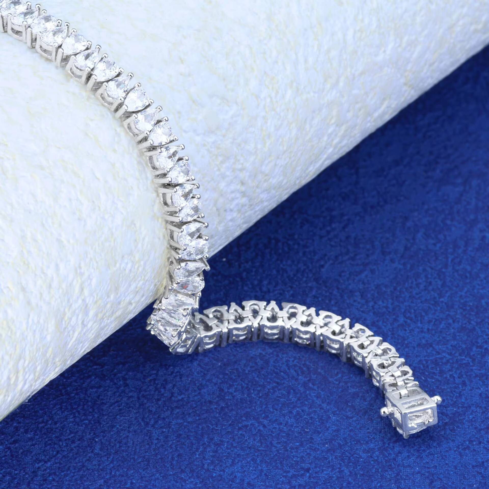 05ct 46mm Hiphop S925 Sterling Silver Moissanite D Color Pear Cut Water Drop Shape Full Diamond Tennis Bracelet